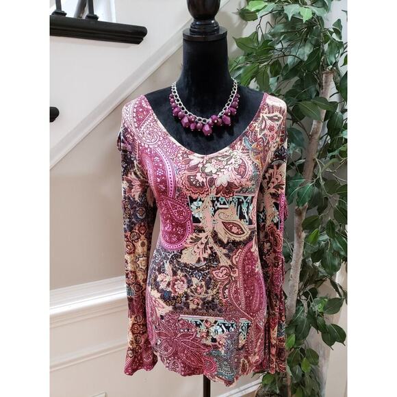 Cupio Women's Multicolor Viscose Round Neck Long Sleeve Top Blouse Size Large - Picture 10 of 10